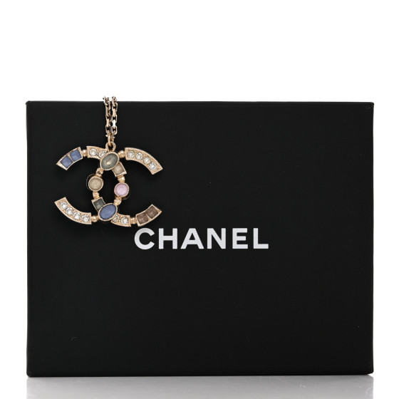 CHANEL Resin Crystal Pearl CC Necklace Multicolor 1621258