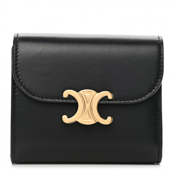 関税込★CELINE★Small Triomphe Wallet Shiny Smooth Lambskin SMALL FLAP WALLET TRIOMPHE IN SHINY SMOOTH LAMBSKIN - TAN