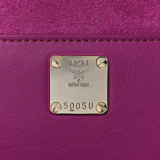 MCM Suede Calfskin Mini Cubism Crossbody Bag Purple 1136480