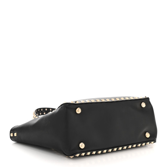 VALENTINO GARAVANI Vitello Small Rockstud Tote Black 1563016