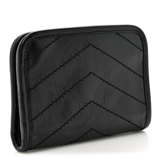 SAINT LAURENT Crinkled Calfskin Matelasse Monogram Niki Card