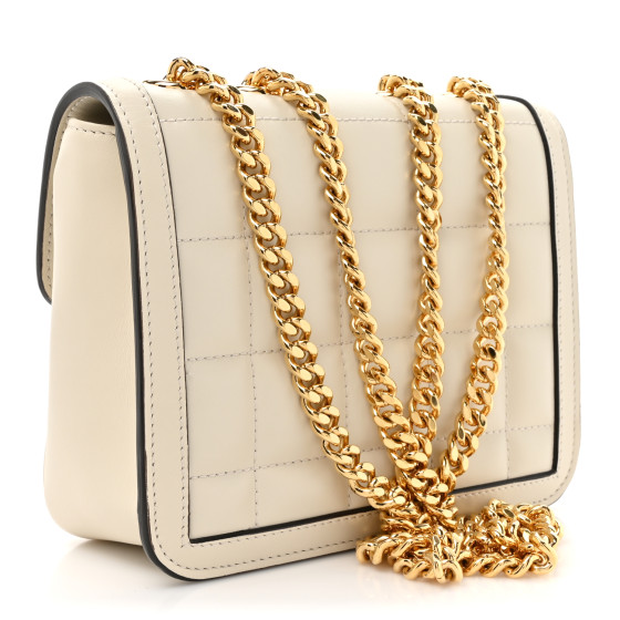 GUCCI Calfskin Quilted Small Deco Shoulder Bag Mystic White
