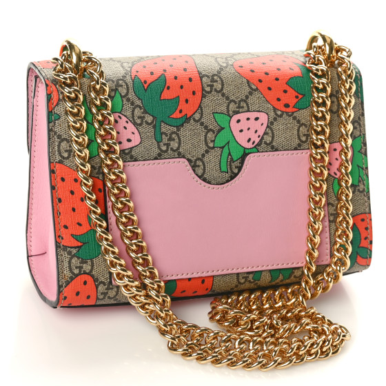 ショルダーバッグ・ポシェット Padlock Gg Strawberry Small Shoulder Bag Gucci Padlock Shoulder Bag GG Strawberry Small Beige/Ebony