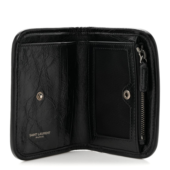 ★Saint Laurent★ Monogram Matelasse Zipper Card Holder Blac SAINT LAURENT Crinkled Calfskin Matelasse Monogram Niki Card