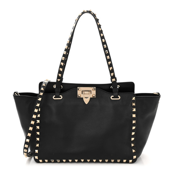 トートバッグ VALENTINO GARAVANI BLACK LEATHER MINI ROCKSTUD TOTE BAG Valentino Garavani Mini Rockstud Leather Tote Bag | Neiman