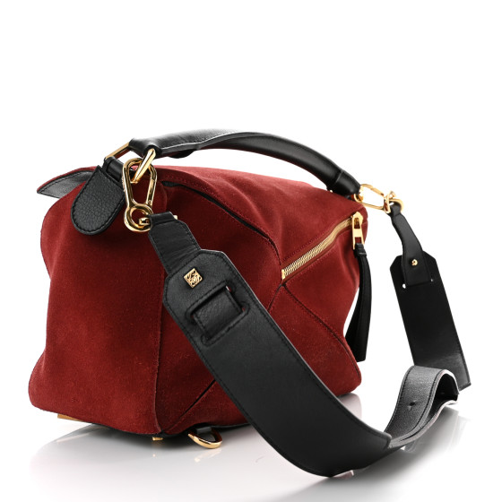 LOEWE レッド エスパドリーユ LOEWE Suede Medium Puzzle Bag Red 1182793 | FASHIONPHILE