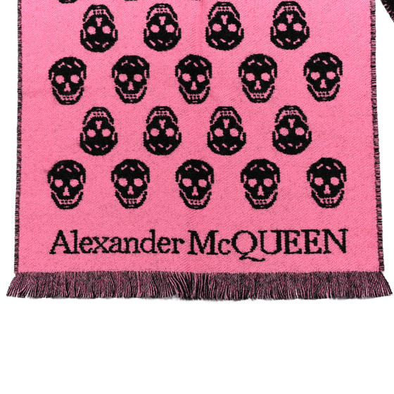 マフラー・ストール Alexander Mcqueen Pink Alpaca Blend Scarf NEW AUT ALEXANDER McQUEEN SCARF PINK/CHIFFON CLASSIC SKULL