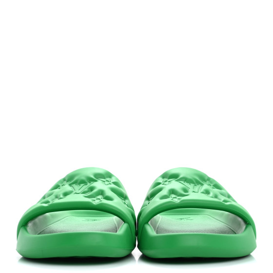 Louis Vuitton シュシュ 緑・青 Made in Italy LOUIS VUITTON Rubber Embossed Monogram Mens Waterfront Mules