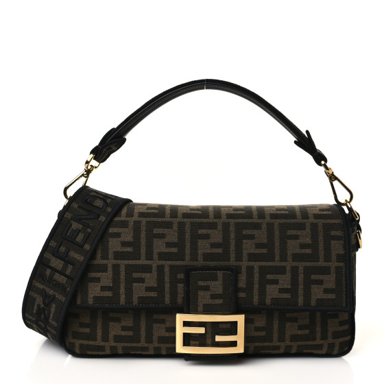 FENDI Fabric Jacquard FF 1974 Medium Baguette Tobacco Moro