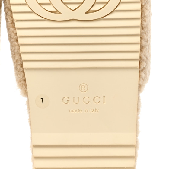 GUCCI X THE NORTH FACE Shearling Wool Mens Slide Sandals 7