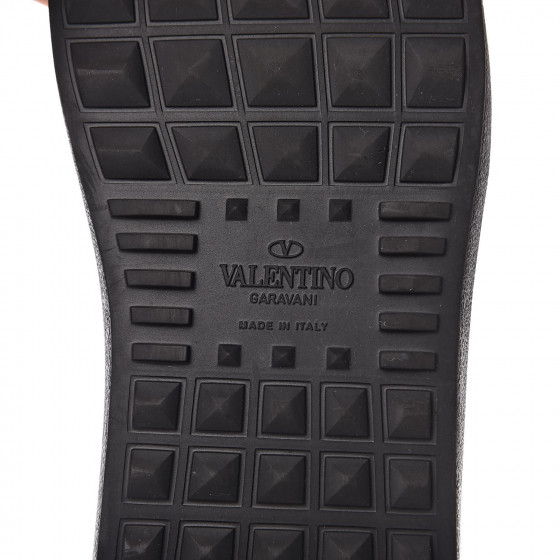 VALENTINO GARAVANI Calfskin Patent Rockstud Open Sneakers 38