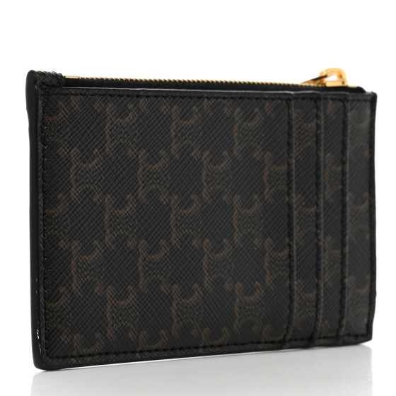 【国内発送】ZIPPED CARD HOLDER IN TRIOMPHE CANVAS Women's Triomphe in shiny calfskin card holder | CELINE | 24S
