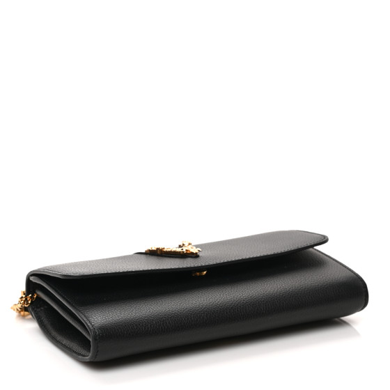 長財布 VERSACE Wallet On Chain - Versace - Leather - Black VERSACE Grained Calfskin Virtus Wallet On Chain Black