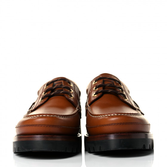 LOUIS VUITTON Calfskin Mens Summerland Boat Shoes 10 Cognac