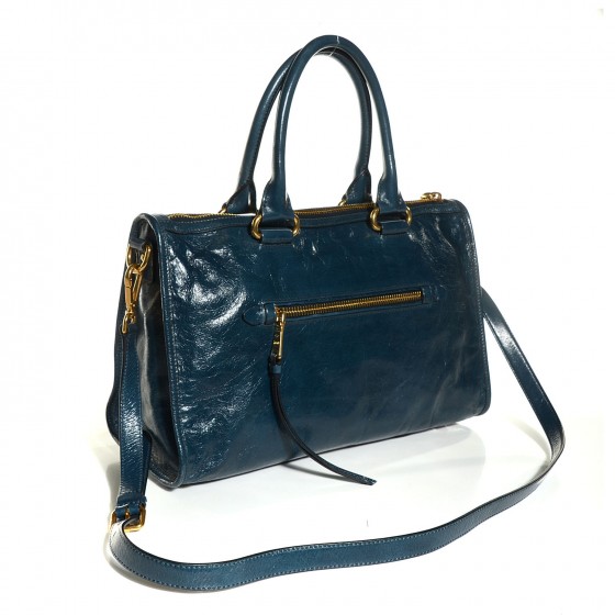 MIU MIU Vitello Shine Zip Tote Denim 105969 | FASHIONPHILE