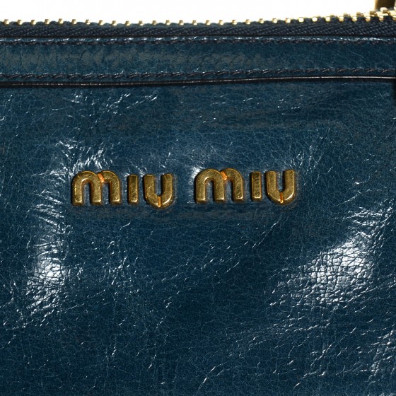 MIU MIU Vitello Shine Zip Tote Denim 105969 | FASHIONPHILE