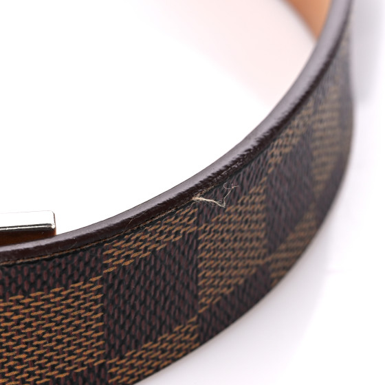 LOUIS VUITTON Damier Ebene LV Paris Buckle Belt 80 32 Silver