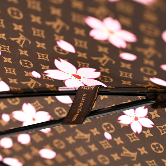 LOUIS VUITTON 長傘 黒とピンク花柄 LOUIS VUITTON Monogram Cherry Blossom Parasol Parapluie
