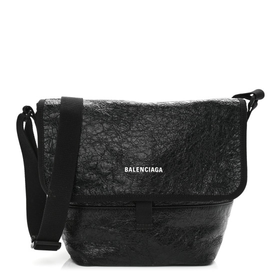 BALENCIAGA Agneau Arena Small Explorer Messenger Bag Black