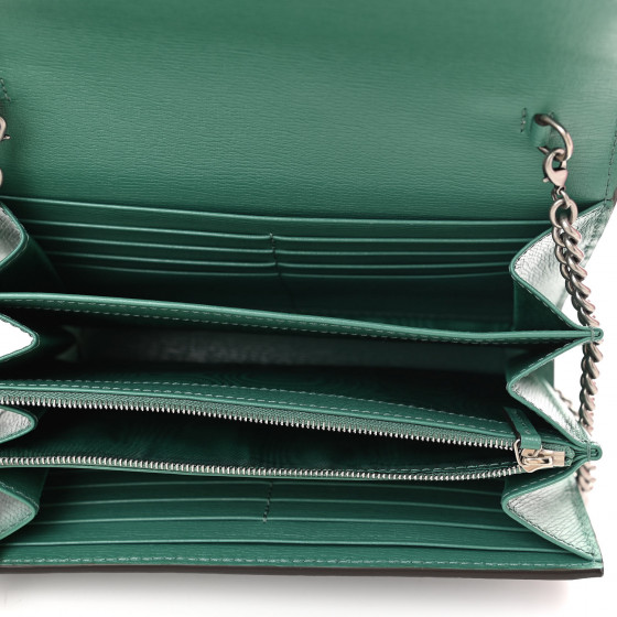 長財布 DIONYSUS CHAIN WALLET GUCCI Calfskin Garden Dionysus Chain Wallet Emerald 1576568