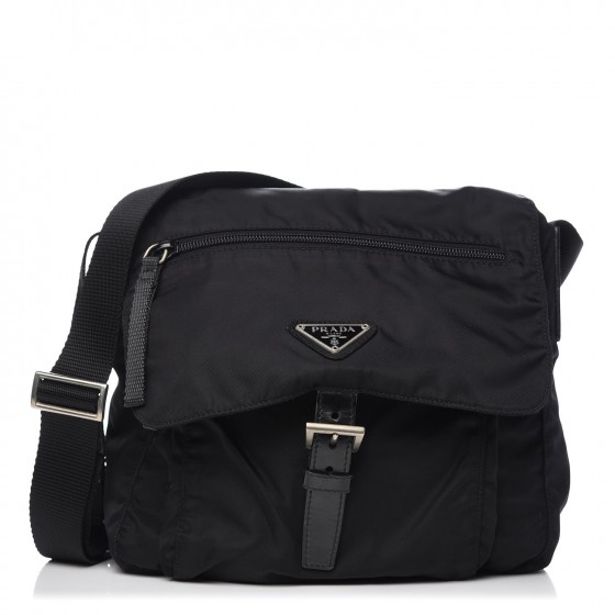 PRADA Nylon Vela Messenger Black 319667 FASHIONPHILE