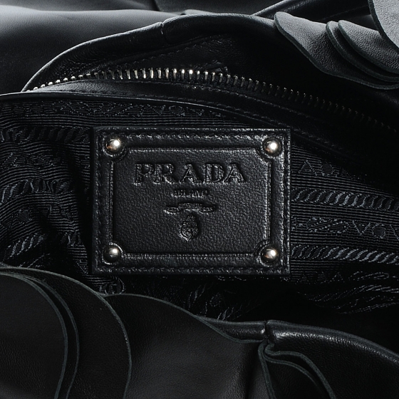 PRADA Nappa Ruffle Bag Black 55884 | FASHIONPHILE