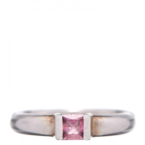 TIFFANY & CO Sterling Silver Pink Sapphire Square Stack Ring