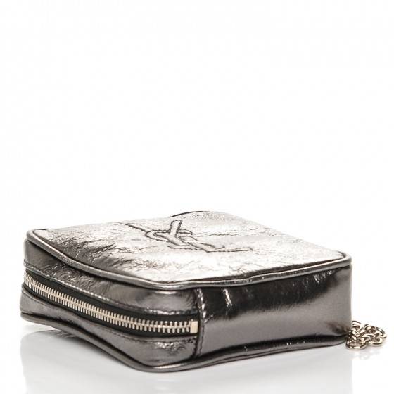 SAINT LAURENT Metallic Leather Belle De Jour Wristlet Pouch