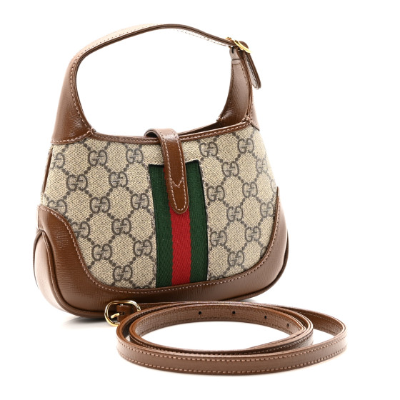 GUCCI GG Supreme Monogram Azalea Calfskin Web Mini Jackie