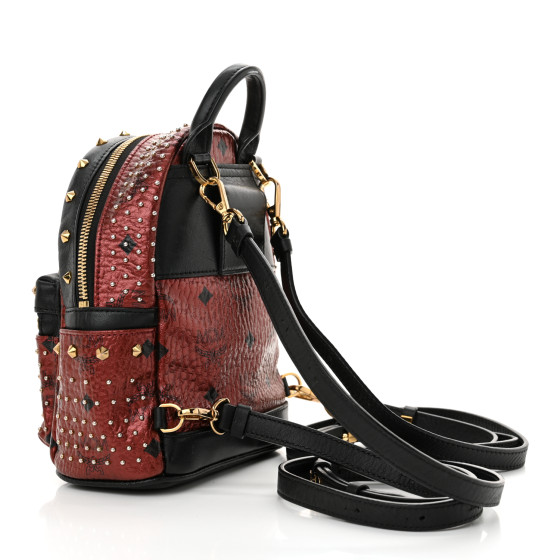 MCM Metallic Visetos Studded X-Mini Bebe Boo Backpack