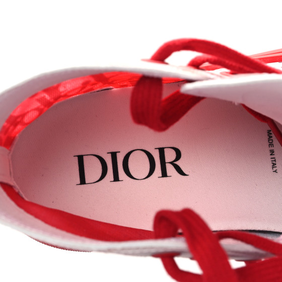 red Dior リボン CHRISTIAN DIOR Transparent Oblique B23 High Top Sneakers 36