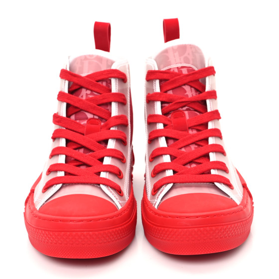 red Dior リボン CHRISTIAN DIOR Transparent Oblique B23 High Top Sneakers 36