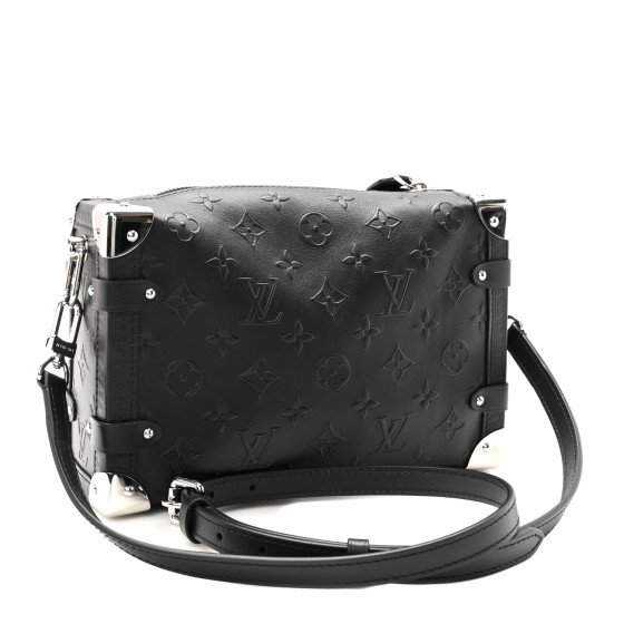 LOUIS VUITTON Calfskin Debossed Monogram Side Trunk Black