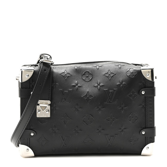 LOUIS VUITTON Calfskin Debossed Monogram Side Trunk Black