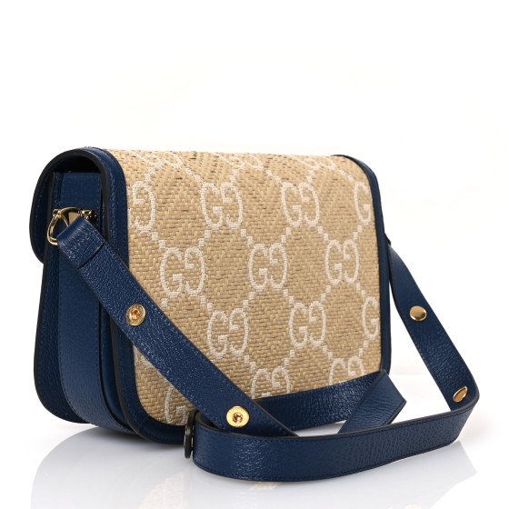ショルダーバッグ・ポシェット Horsebit 1955 Blue Raffia Shoulder Bag Gucci Horsebit Blue Raffia Shoulder Bag | Runway Catalog