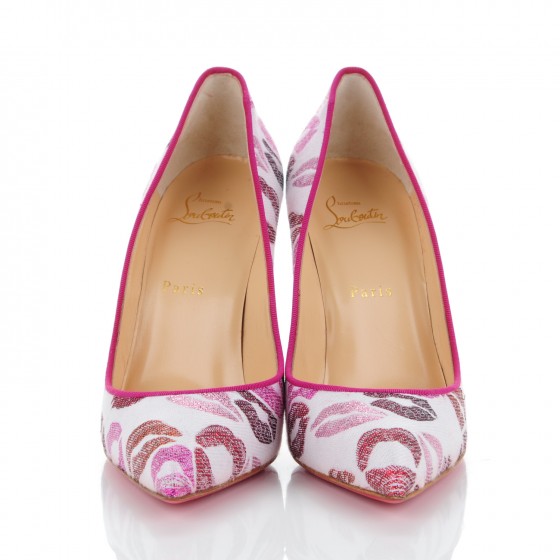CHRISTIAN LOUBOUTIN Metallic Lurex Lips Print Strass