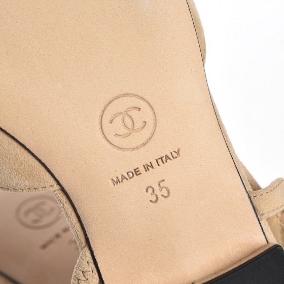 シャネル CHANEL ベージュ・黒 ミュール 35