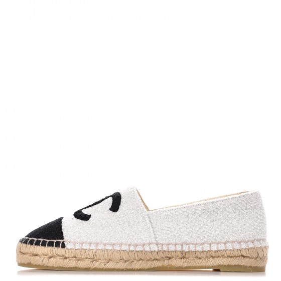 CHANEL Terry Cloth CC Espadrilles 40 Silver Black 256508