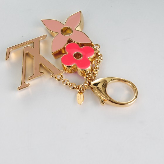 Louis Vuitton フラワーチャーム ピンク/ホワイト LOUIS VUITTON Fleur De Monogram Bag Charm Pink 171593