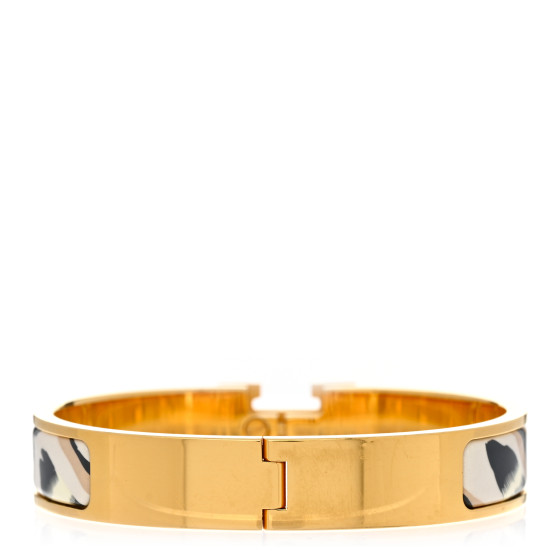 HERMES Enamel Printed Le Chat Carre Narrow Clic Clac H