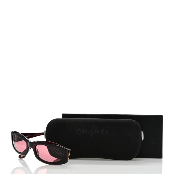 CHANEL Acetate Rectangle Sunglasses 5014 Burgundy 1357717