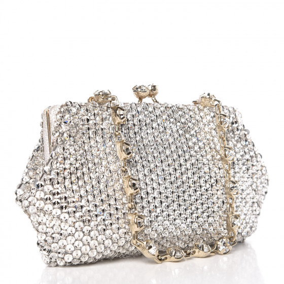 VALENTINO GARAVANI Crystal Embellished Clutch Bag Silver
