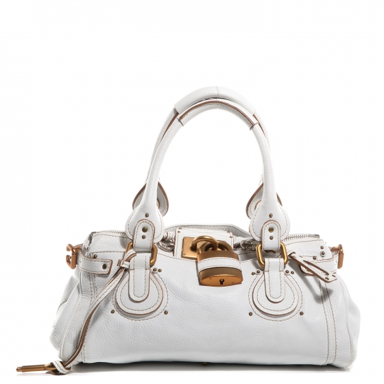 Chloe パディントン ホワイト Chloe Paddington Handbag Shoulder Bag White Padlock Leather