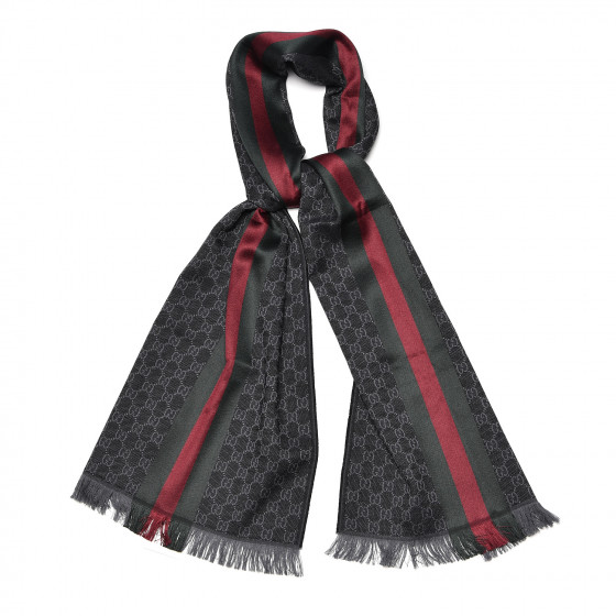 Gucci★素敵！Unisex Black/Red Wool Blend Scarf w/ GG Print Gucci GG Red Wool/ Silk Scarf – Wopsters Closet