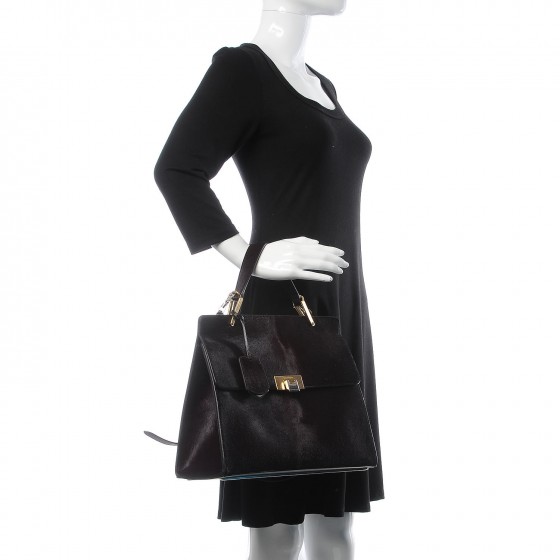 BALENCIAGA Calf Hair Le Dix M Cartable Shoulder Bag 343271