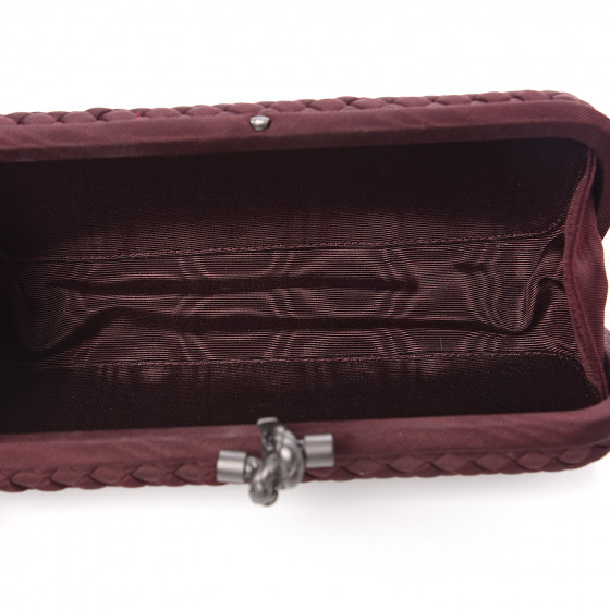 BOTTEGA VENETA Silk Faille Intrecciato Knot Clutch Burgundy