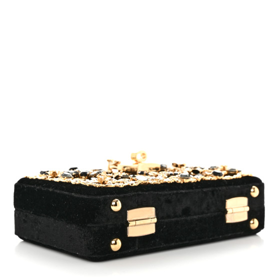 【VIP価格】DOLCE & GABBANA Velvet Crystal Clutch DOLCE GABBANA Velvet Crystal Floral Dolce Box Clutch Black