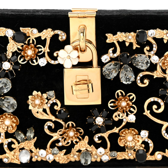 【VIP価格】DOLCE & GABBANA Velvet Crystal Clutch DOLCE GABBANA Velvet Crystal Floral Dolce Box Clutch Black