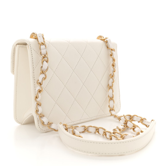 CHANEL Calfskin Strass Quilted Flap White 1682857 | FASHIONPHILE