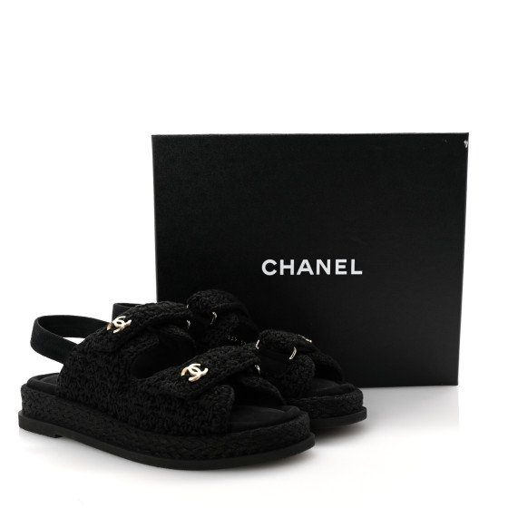 [CHANEL]★Crochet Velcro Sandals★Black 240 CHANEL Crochet Velcro Dad Sandals 39 Black 1682291